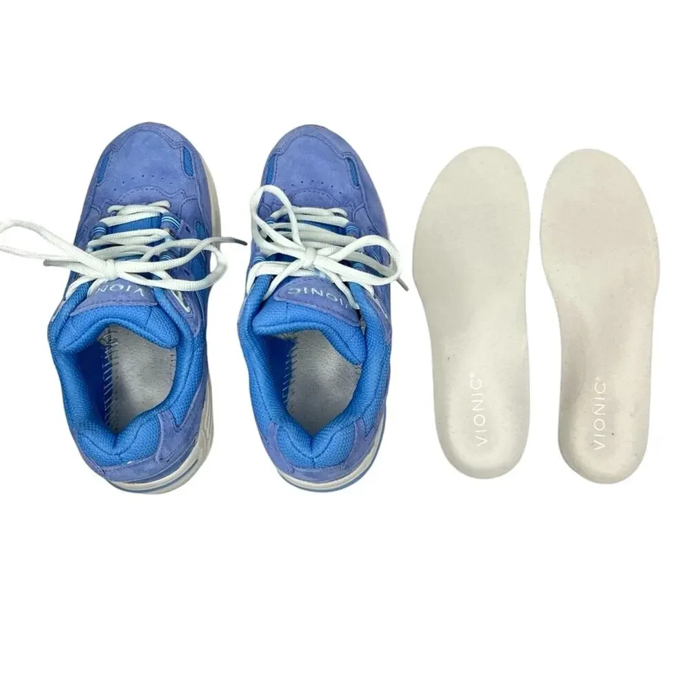 Vionic 23Walk Classic Walking Sneakers Size 5 Blue Azure Suede Arch Support Bio
